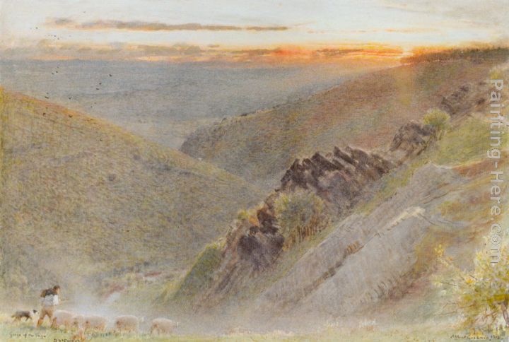 Dartmoor, Gorge of The Teign painting - Albert Goodwin Dartmoor, Gorge of The Teign art painting